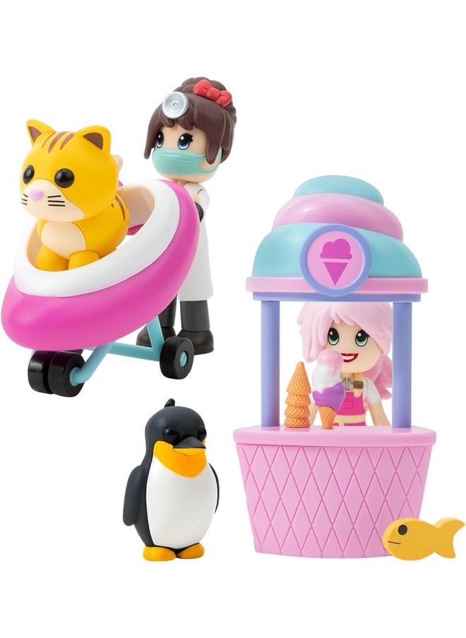 ADOPT ME! - Hospital And Ice Cream Parlour - Friends Pack Bundle - Amazon Exclusive - Top Online Game - Exclusive Virtual Item Code Included - Fun Collectible Toys, Ages 6+ - Image 1