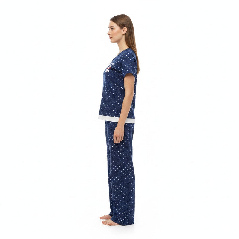 JOANNA 2-Piece Pajama Set Short Sleeve Top and Pants Soft Printed Sleepwear for Women - Image 3