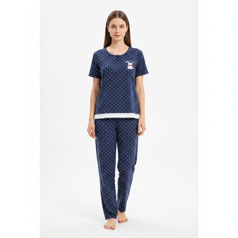 JOANNA 2-Piece Pajama Set Short Sleeve Top and Pants Soft Printed Sleepwear for Women - Image 1