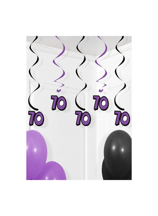Creative Converting 5-Count Dizzy Dangler Hanging 70th Birthday Streamers, Black/Purple - - Image 3
