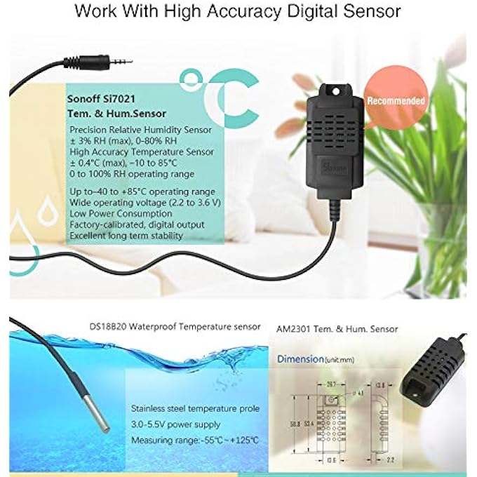 SONOFF Waterproof Temperature Sensor Ds18B20 Work With WiFi Wireless Remote Smart Switch  Th10Th16 For HomeCompatible - Image 2