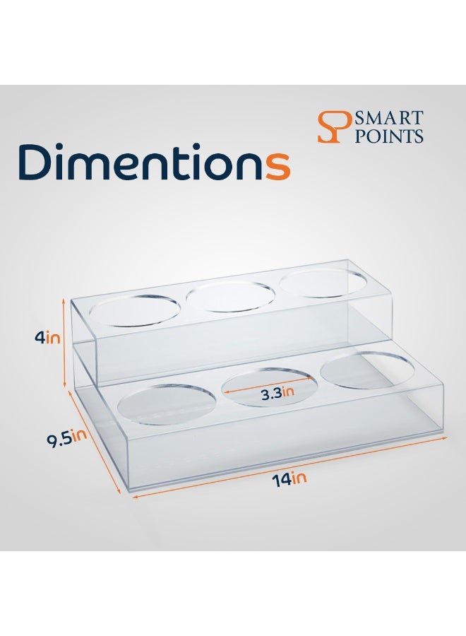 "سمارت بوينتس  " ستاند عرض زجاجات من الأكريليك الشفاف بطبقتين – حامل 6 فتحات للزجاجات (عصائر، قهوة، نبيذ، زيوت) – منظم سطح للمطبخ أو الكافيه أو البار المنزلي – 30×24×10 سم - Image 3