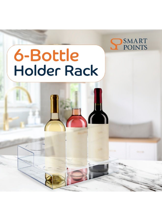 "سمارت بوينتس  " ستاند عرض زجاجات من الأكريليك الشفاف بطبقتين – حامل 6 فتحات للزجاجات (عصائر، قهوة، نبيذ، زيوت) – منظم سطح للمطبخ أو الكافيه أو البار المنزلي – 30×24×10 سم - Image 2