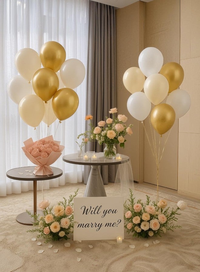 Haolongfa Gold and White Balloons – 24Pcs 12 Inch Metallic Gold, Sand, Pearl, and White Latex Balloons for Birthday, Baby Shower, Engagement, Bridal Shower,Wedding Oh Baby Theme Party Decor - Image 3