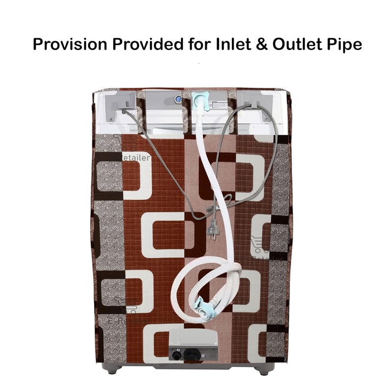 E-Retailer ERetailer Exclusive Polyester Combo Set of 1 Pc Front Load Washing Machine Cover and 1 Pc Foldable Laundry BagColorBrown Geometric Set Contains2 Pcs  - Image 3