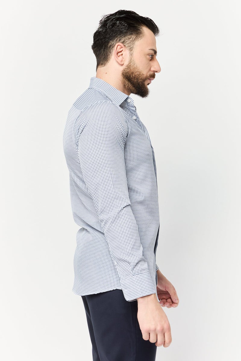 Scotch & Soda Men Modern Fit Micro Check Long Sleeves Dress Shirt, Multicolor - Image 3