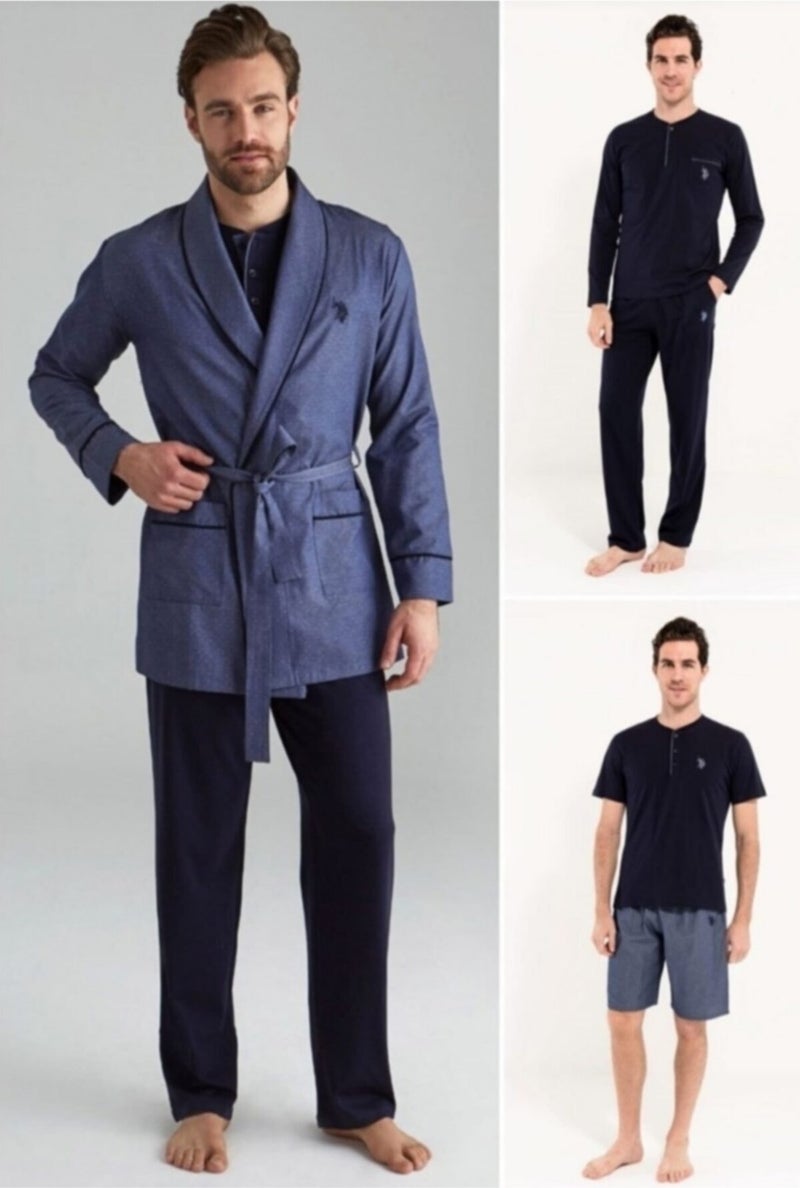 U.S. Polo Assn. 12000 5-Piece Navy Blue Groom Suit with Burgundy Robe  - Image 4