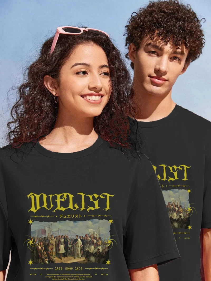 DogFish Lover Couple Combination T-Shirt-Shorts Duelist Printed Oversize Black