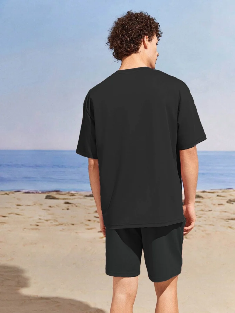 DogFish Lover Couple Combination T-Shirt-Shorts Duelist Printed Oversize Black