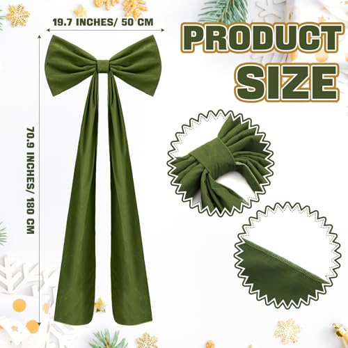 Knitgrip 20 x 71 Inches Extra Large Velvet Bows Decorations Giant Bow with Tie and Long Ribbon for Home Wall Backdrop Birthday Wedding Bridal Shower Party DecorationsMoss Green - Image 3