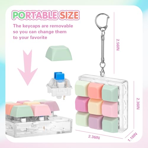 FunisFun Keyboard Fidget Toy with Keychain 9 Buttons Fidget Clicker for Adults Stress Relief Office Gifts to Relieve Anxiety and Improve Focus - Image 5