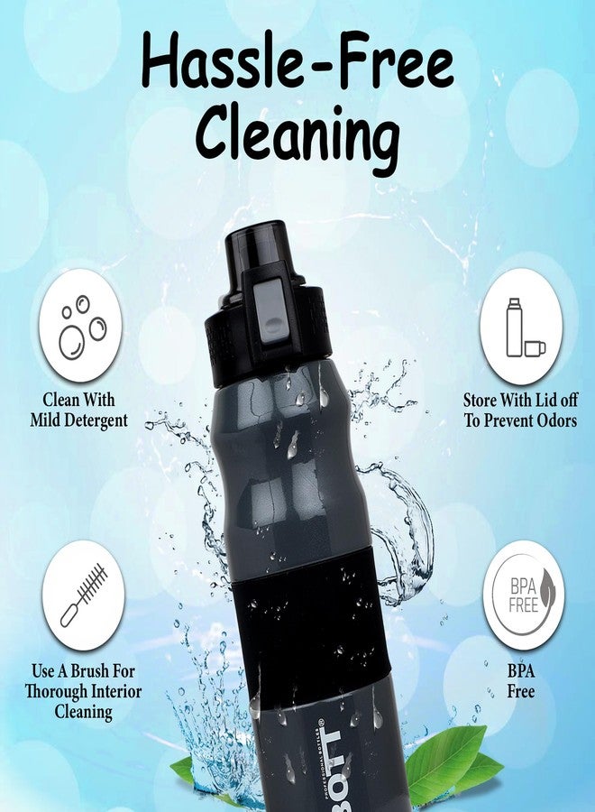 Probott Bloom 680ml Vacuum Insulated Flask Bottle, Stainless Steel Hot and Cold Water Bottles, Grey | Push Button Flip Top Cap | Leak Proof | Easy to Carry for Travel, Camping, Gym, Sports, Office - Image 2