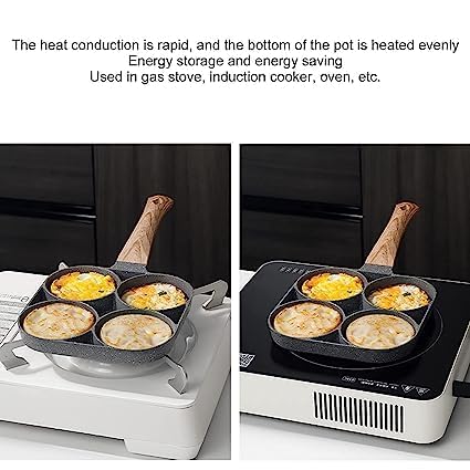 EKESHVAR EKESHVAR Egg Frying Pan Nonstick Pancake 4Cups with Oil Brush cookware Pancake Omelette Pan Idli Non stic plat Harmless with Handle for Kitchen Induction Cooker  - Image 5