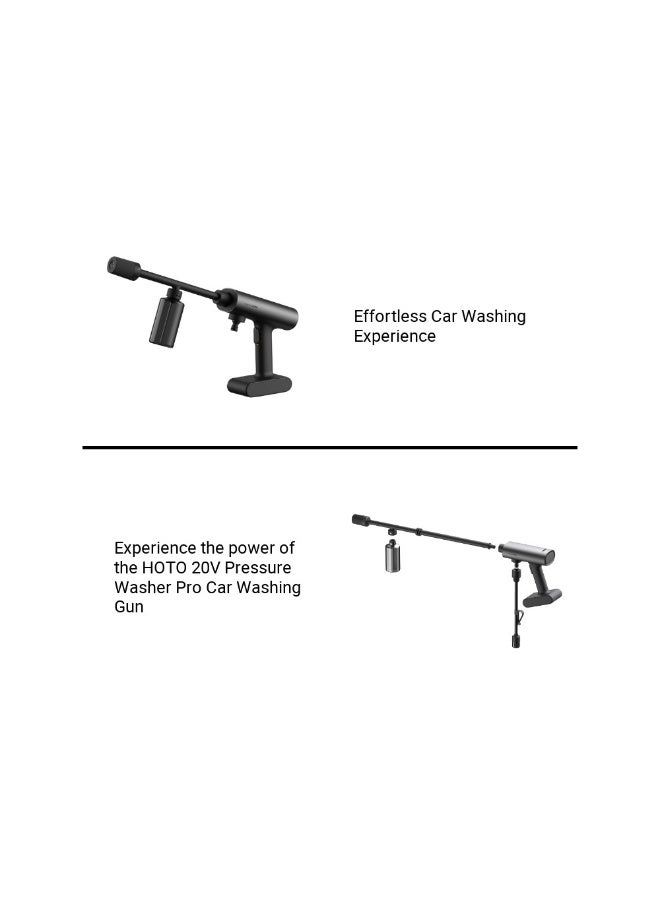 هوتو مسدس غسيل قوي لاسلكي 20 فولت - منظف قوي محمول خفيف الوزن، مضخة ضغط عالية، خرطوم بطول 6 أمتار و5 أوضاع رش، بطارية USB C - Image 3
