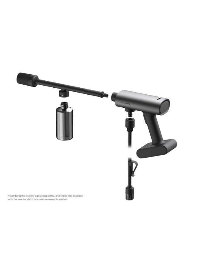 هوتو مسدس غسيل قوي لاسلكي 20 فولت - منظف قوي محمول خفيف الوزن، مضخة ضغط عالية، خرطوم بطول 6 أمتار و5 أوضاع رش، بطارية USB C - Image 4