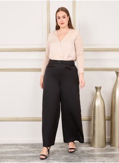 Styli Plus Satin Long Sleeve V Neck Bodysuit  - Image 3