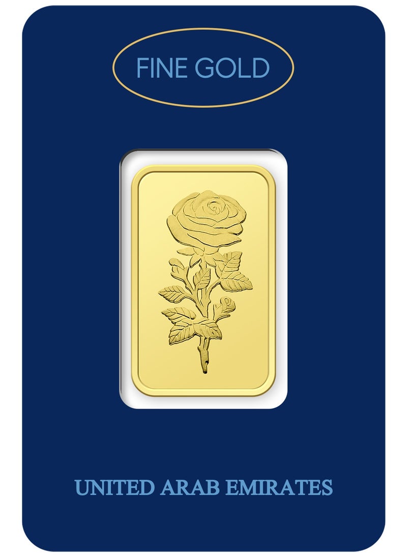 FK Jewellers - Fine Gold 1 Tola Pure 999.9 Bar 24KT Dubai with Flower Design - 1 Tola - Image 1