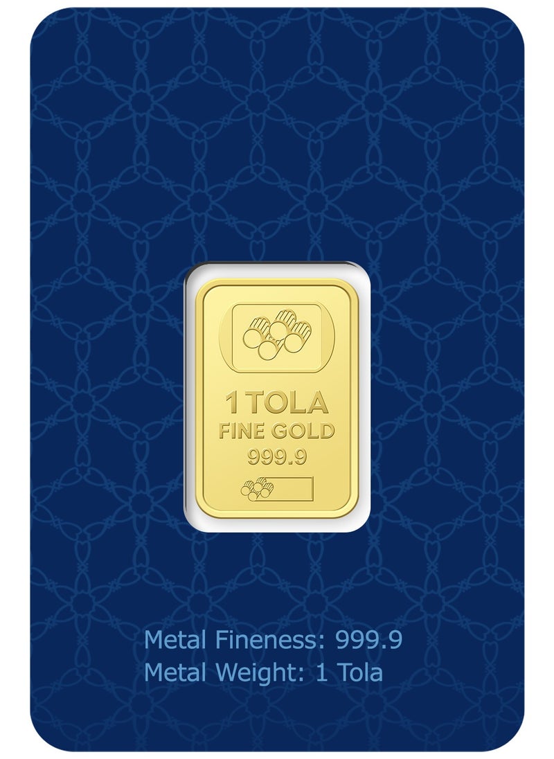 FK Jewellers - Fine Gold 1 Tola Pure 999.9 Bar 24KT Dubai with Flower Design - 1 Tola - Image 1