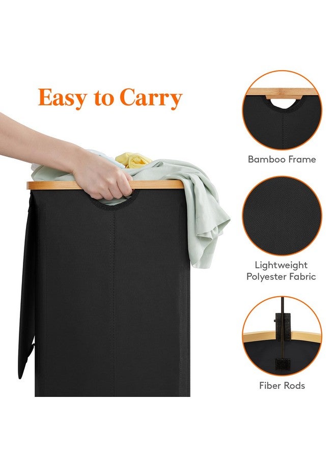 Lifewit Lifewit 150L Double Laundry Hamper with Lid, Large Laundry Basket with Bamboo Handles and Removable Laundry Bags, Foldable Clothes Hampers for Laundry for Bedroom, Bathroom, Dorm, Laundry Room, Black - Image 3