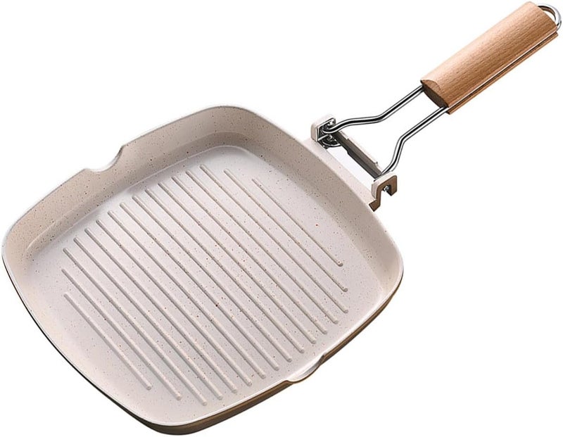 ordinarYone Non-stick aluminum alloy pan with folding handle for camping and small kitchens with even heat distribution - Image 1