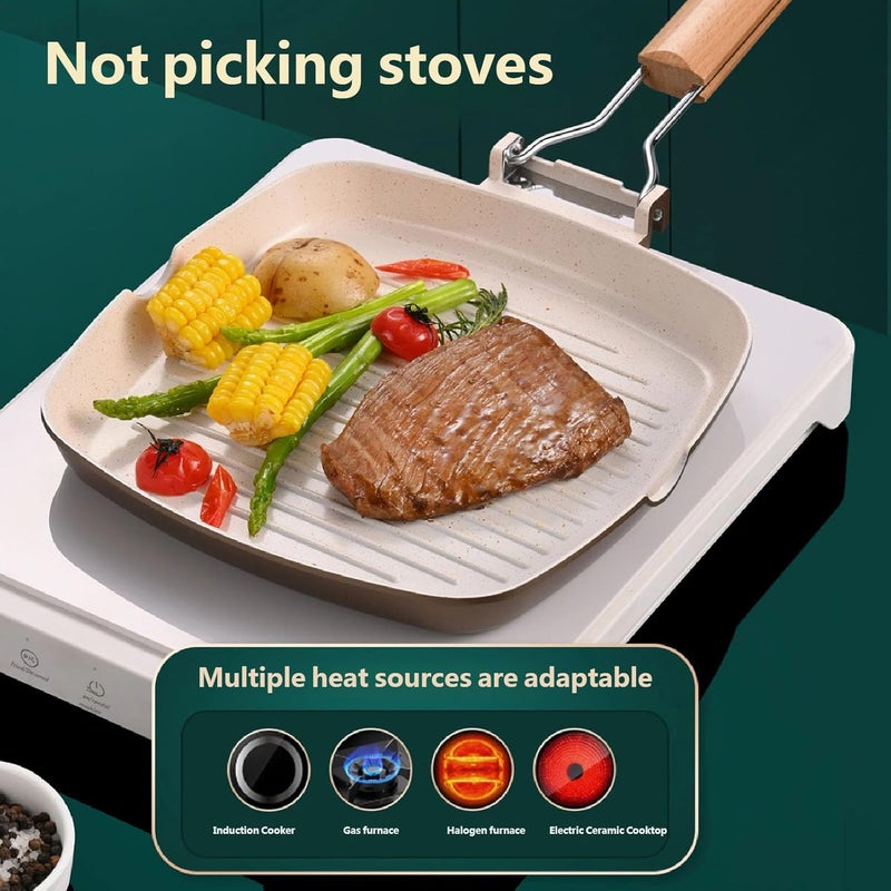ordinarYone Non-stick aluminum alloy pan with folding handle for camping and small kitchens with even heat distribution - Image 3