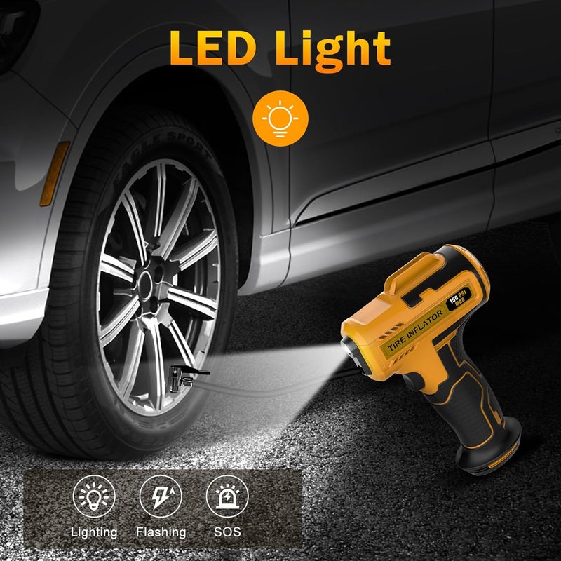 Hjh Portable Cordless Tire Inflator with LED Light - 150 PSI USB Rechargeable Air Compressor for Car, Motorcycle, and Bike - Image 5