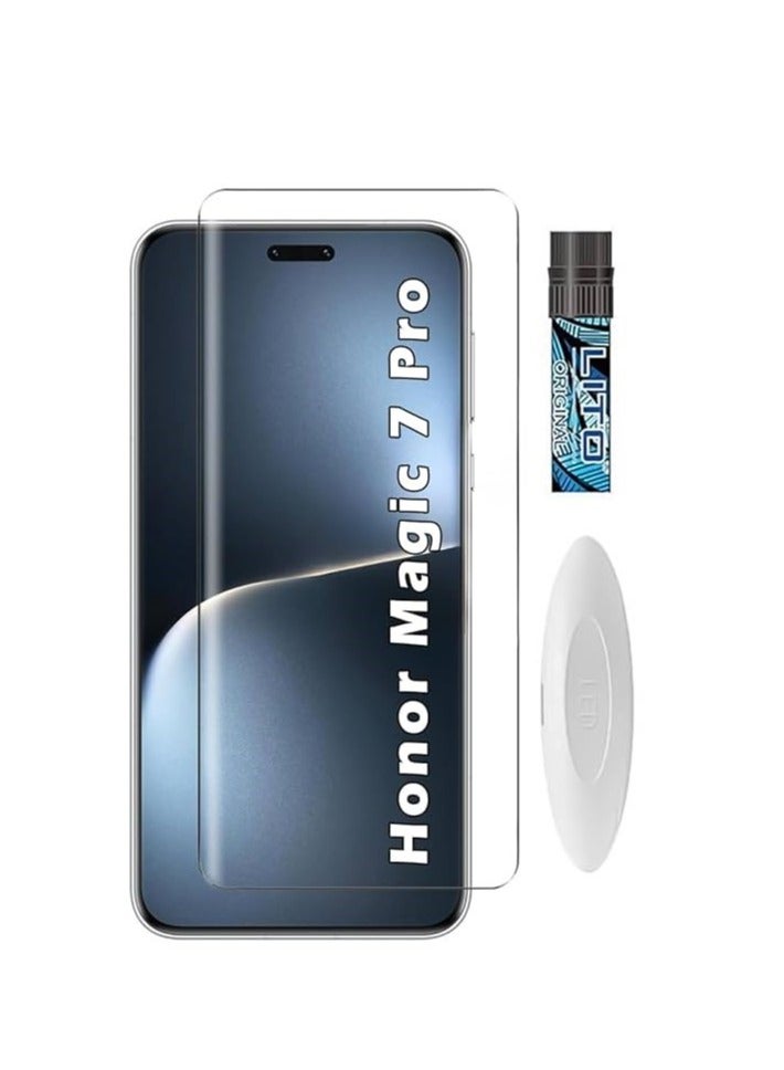 Screen Protector For Honor Magic 7 Pro, UV Glass 3D Curved Tempered Glass Screen Protector Anti Scratch 9H hardness - Image 1