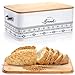 Lyellfe Bread Box for Kitchen Counter, Large White Bread Storage Bin with Handles Cutting Board Lid, Farmhouse Metal - Image 2