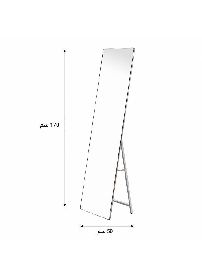 alsaada home Full-Length Free Standing Floor Mirror with Wheels & Metal Frame, 170x50 cm - SILVER - Image 3
