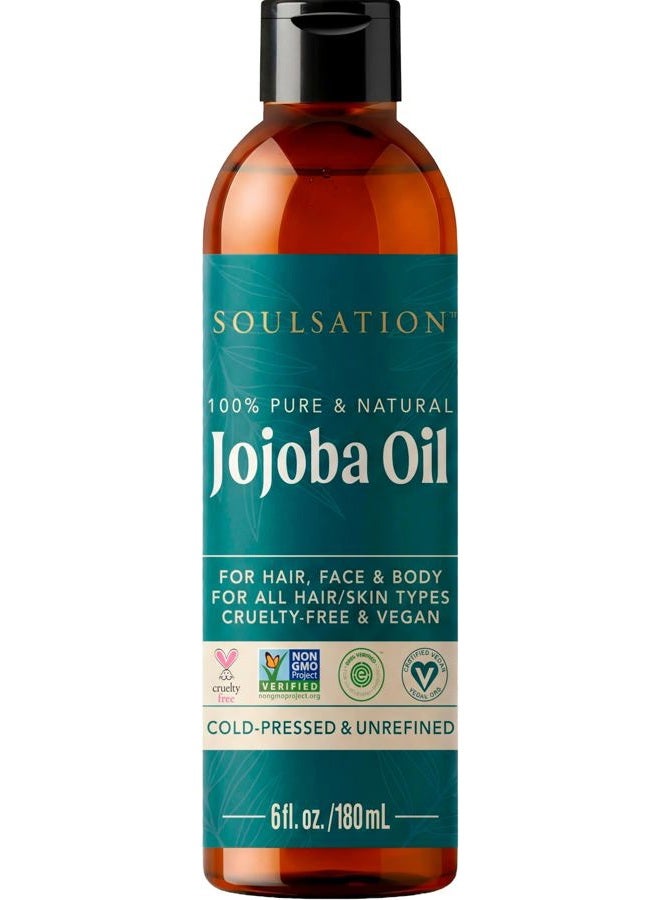 SOULSATION Cliganic SOULSATION Non-GMO Jojoba Oil for Skin, Hair & Face | 100% Pure, Natural Cold Pressed (6oz) - Image 1
