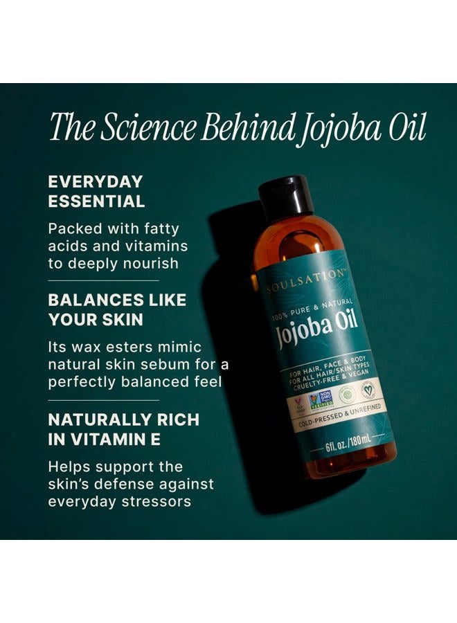 SOULSATION Cliganic SOULSATION Non-GMO Jojoba Oil for Skin, Hair & Face | 100% Pure, Natural Cold Pressed (6oz) - Image 3