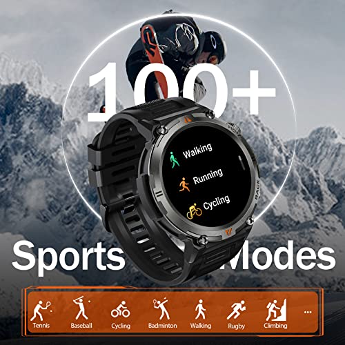 EIGIIS Military Smart Watch for Men with LED Flashlight 1.45” Rugged 3ATM Waterproof Smart Watch with 100+ Sports Modes Fitness Tracker with Heart Rate Sleep Monitor Tactical Smartwatch for iPhone Android - Image 3