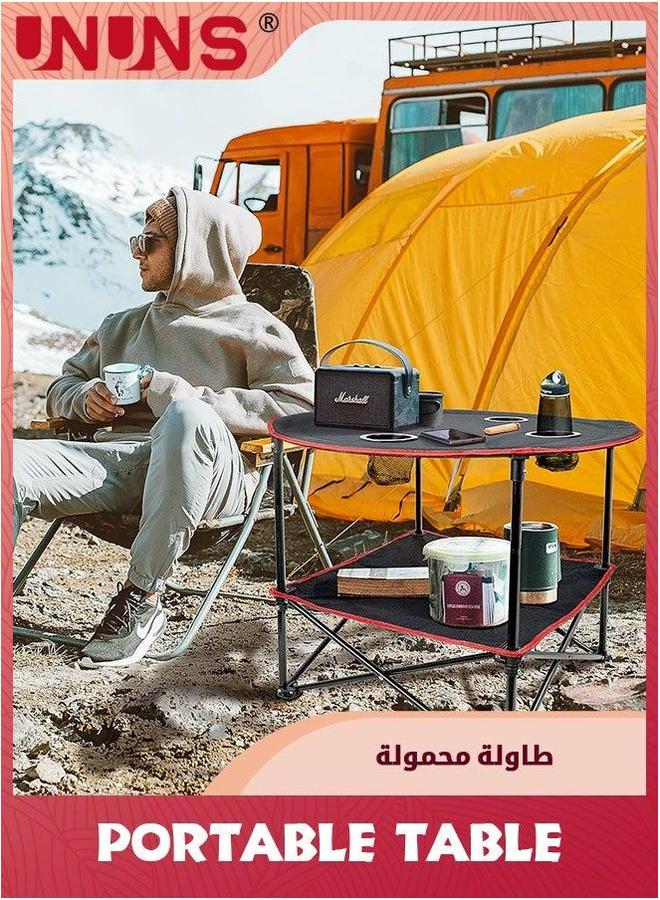 UNUNS Portable Camping Table,Outdoor Beach Tables For Sand Foldable Picnic Table With 4 Cup Holders And Carry Bag,Lightweight Waterproof Canvas Outside,Fishing,Hiking,Tailgating - Image 2