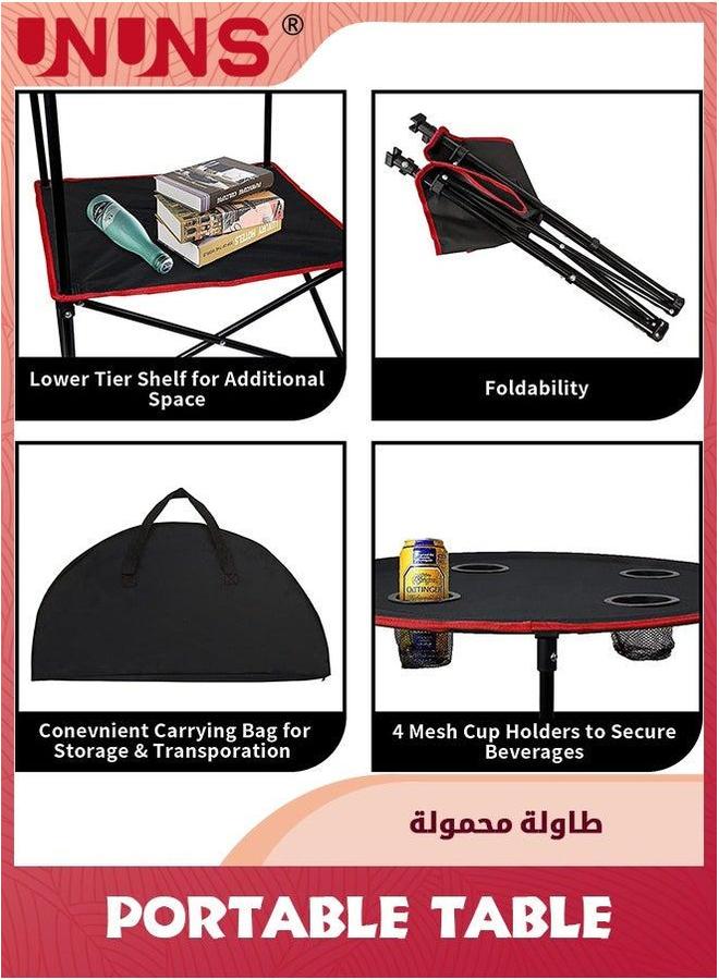 UNUNS Portable Camping Table,Outdoor Beach Tables For Sand Foldable Picnic Table With 4 Cup Holders And Carry Bag,Lightweight Waterproof Canvas Outside,Fishing,Hiking,Tailgating - Image 4