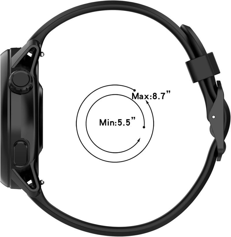Disscool Replacement Adjustable Wristbands 22mm Compatible with COROS PACE 3/APEX 2 Pro/APEX 46mm/APEX Pro Soft Silicone Wrist with Quick Release Strap Smart Watch Accessories(Black) - Image 5