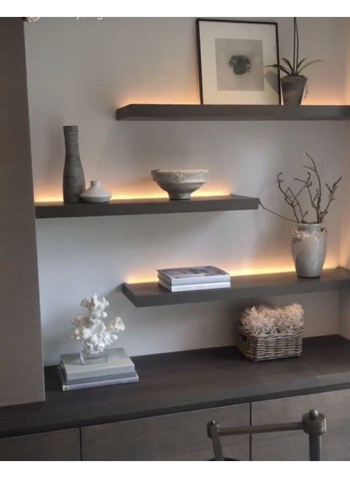 طقم رف ديكور 3 قطع خشب 18 مل مكون من (رف كبير 60 سم/ وسط 50 سم/صغير40 سم) + 6 مسمار هدية