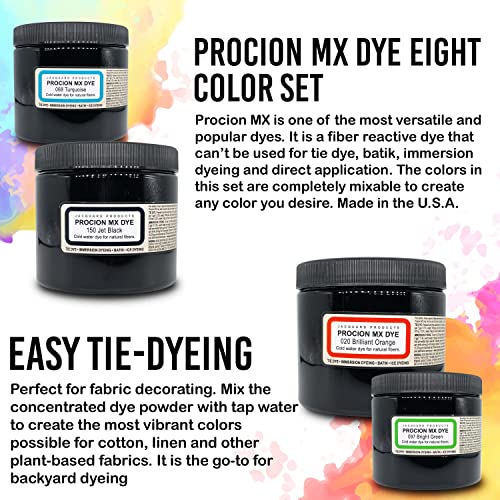 Moshify Jacquard Procion MX Dye Kit - USA Made - 8 Vibrant Colors, 8 oz Each - Fiber Reactive - Tie Dye Party Supplies - Bundled with Scoops - Image 3
