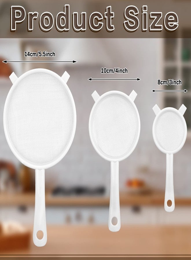 Skyley 3 Pcs Plastic Nylon Mesh Strainer Colander with Handle Double Ear Fine Food Mesh Strainer Flour Sifter for Baking Kitchen Colander Sifter Kefir Tea Juice Pasta(3 Inch, 4 Inch, 5.5 Inch) - Image 2