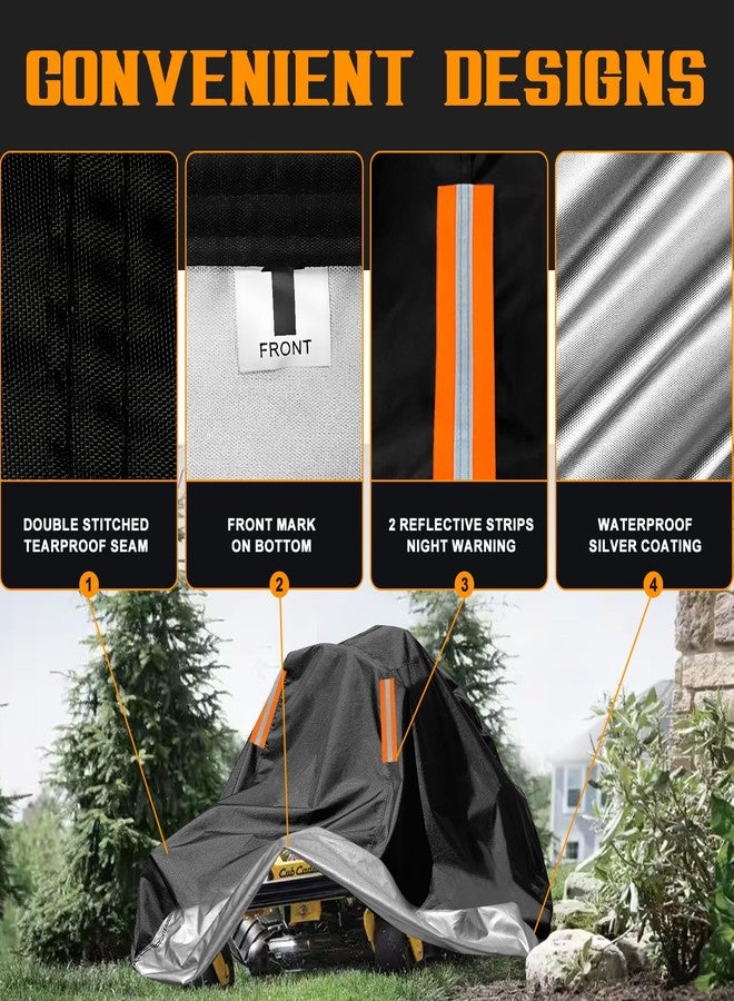 ClawsCover Zero-Turn Mower Cover Waterproof Outdoors,Tearproof 210D Oxford Cloth Fit for Lawn Riding Mower/Tractor,Up to 54”,Against UV,Dust, Dirt,Wind for All Season Using,Black-Basics - Image 2