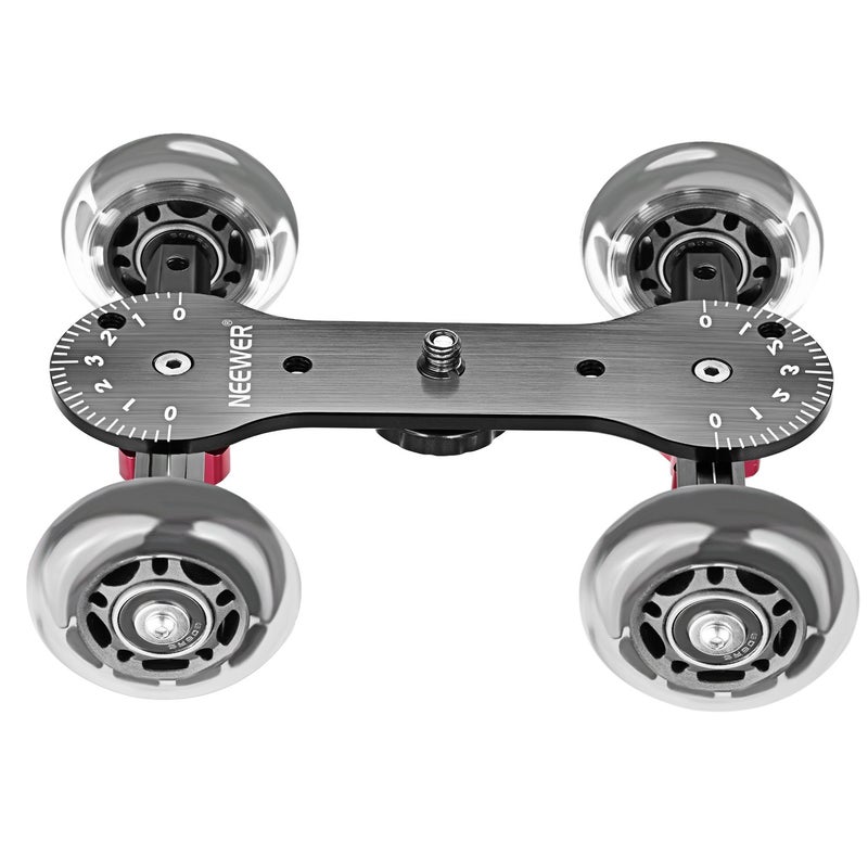 Neewer Scaled Camera Table Dolly Slider with 22 pounds/10 kilograms Load Capacity Skater Design Aluminum Rods Rotatable Rubber Wheels 1/4-inch 3/8-inch Screw Threads for DSLRs Video Camcorders (Black) - Image 4