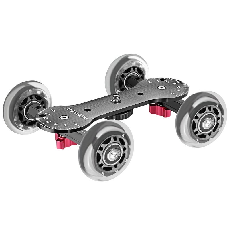 Neewer Scaled Camera Table Dolly Slider with 22 pounds/10 kilograms Load Capacity Skater Design Aluminum Rods Rotatable Rubber Wheels 1/4-inch 3/8-inch Screw Threads for DSLRs Video Camcorders (Black) - Image 5