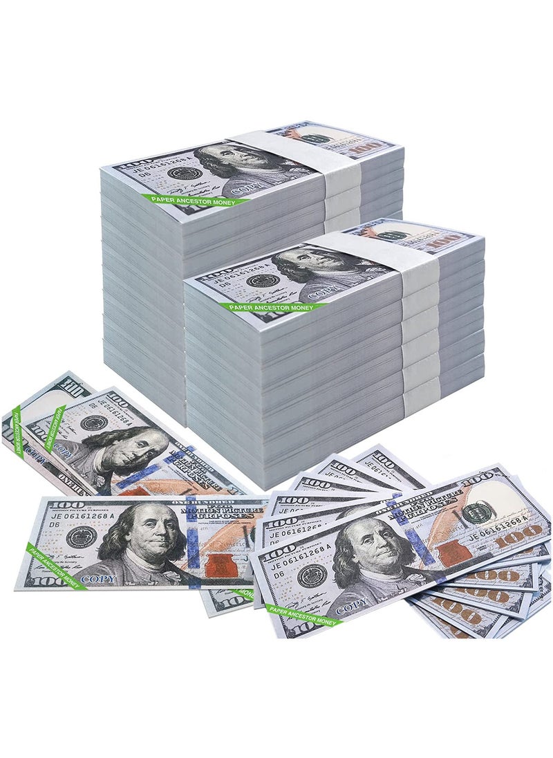 MissTiara - 200 Pieces Prop Money Full Print 2 Sided Motion Picture Money Face Money Dollar Bills Realistic Money Stacks,Copy Money Play Money That Looks Real for Movie, TV, Videos - Image 1