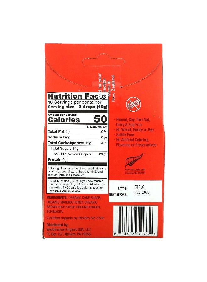 Wedderspoon ويذرسبون، قطرات عسل مانوكا العضوي، زنجبيل مع إشنسا، 4 أونصات (120 جرام)  - Image 2