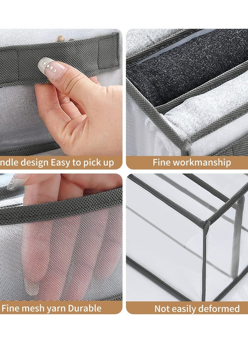 Excefore Drawer Organizers for Clothing, Wardrobe Clothes Visible Organizer with Handles, 7 Grids Clothes Organizer for Folded Clothes, Jeans Organizer for Closet, Wardrobe, Drawer, Gray (2 Pcs Large + Small)  - Image 5