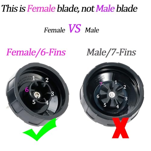 ABTER [Upgrade] Replacement 6-Fins Female Blender Blade Parts Compatible with Ninja Auto iQ Blenders. [4Inch Female Fins ONLY] - Image 5