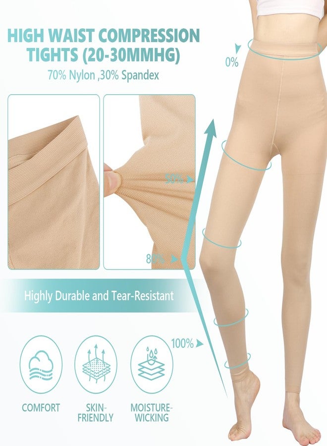 Laubawck Compression Pantyhose for Women, 20-30 mmHg Footless Medical Compression Stockings, Waist High Opaque Graduated Support Compression Hose Tights for Edema, Varicose Veins, Swelling - Image 5