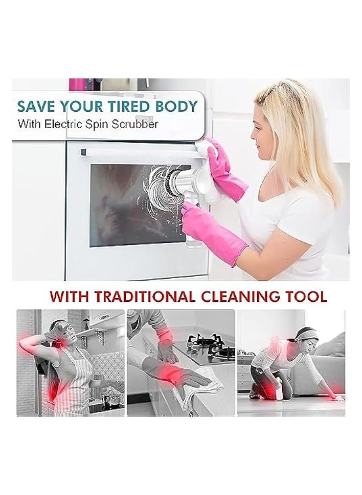 erorex Electric Spin Scrubber,Cordless-Handheld Shower Scrubber,Power Cleaning Brush with 5 Rotating Brush Heads,Rechargeable Multi-Purpose Scrubber for Tiles/Floor/Bathtub/Kitchen/Sink-White - Image 3