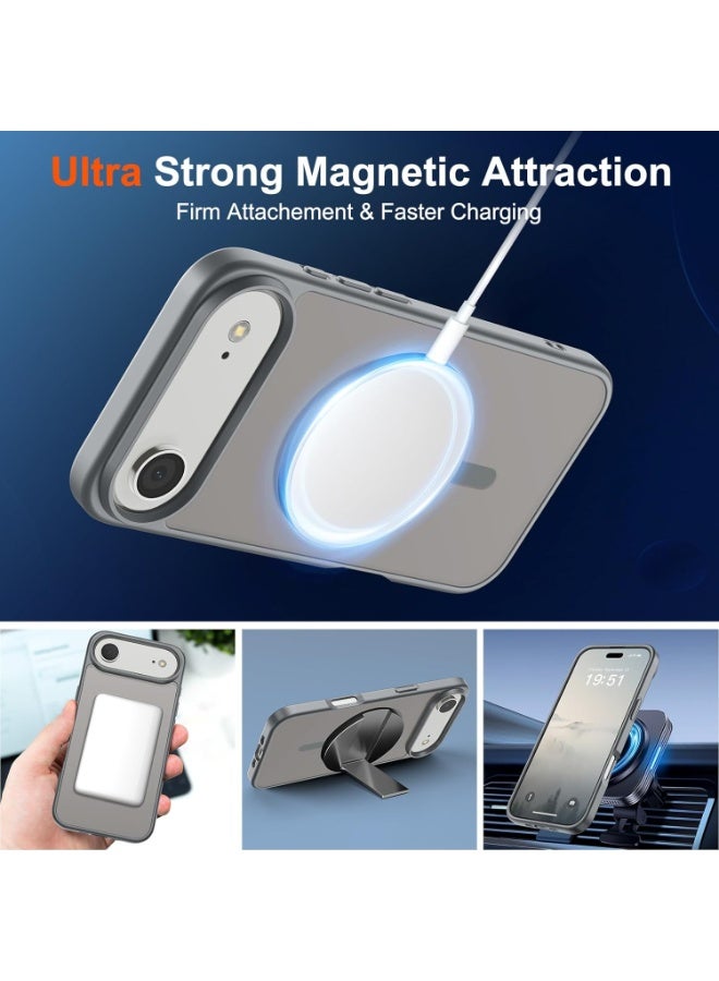 أكاليكس جراب مغناطيسي غير لامع لهاتف آيفون 17 إير، متوافق مع ماج سيف، غطاء فاخر مطلي، جراب حماية للهاتف مقاوم للصدمات مصنوع من مادة TPU الناعمة غير اللامعة | تيتانيوم طبيعي - Image 4