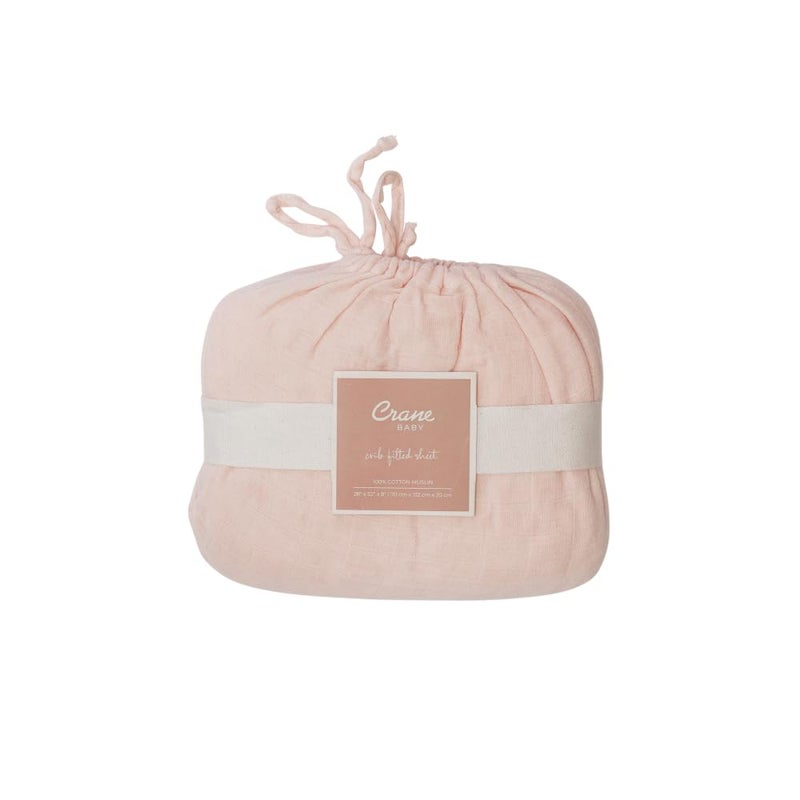 Crane Baby Muslin Fitted Crib Sheet for Newborns & Infants (132 cm x 70 cm, Desert Rose) - Image 5