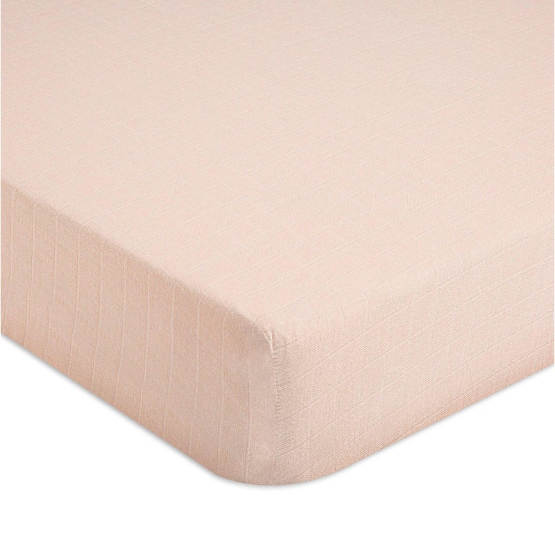 Crane Baby Muslin Fitted Crib Sheet for Newborns & Infants (132 cm x 70 cm, Desert Rose) - Image 1